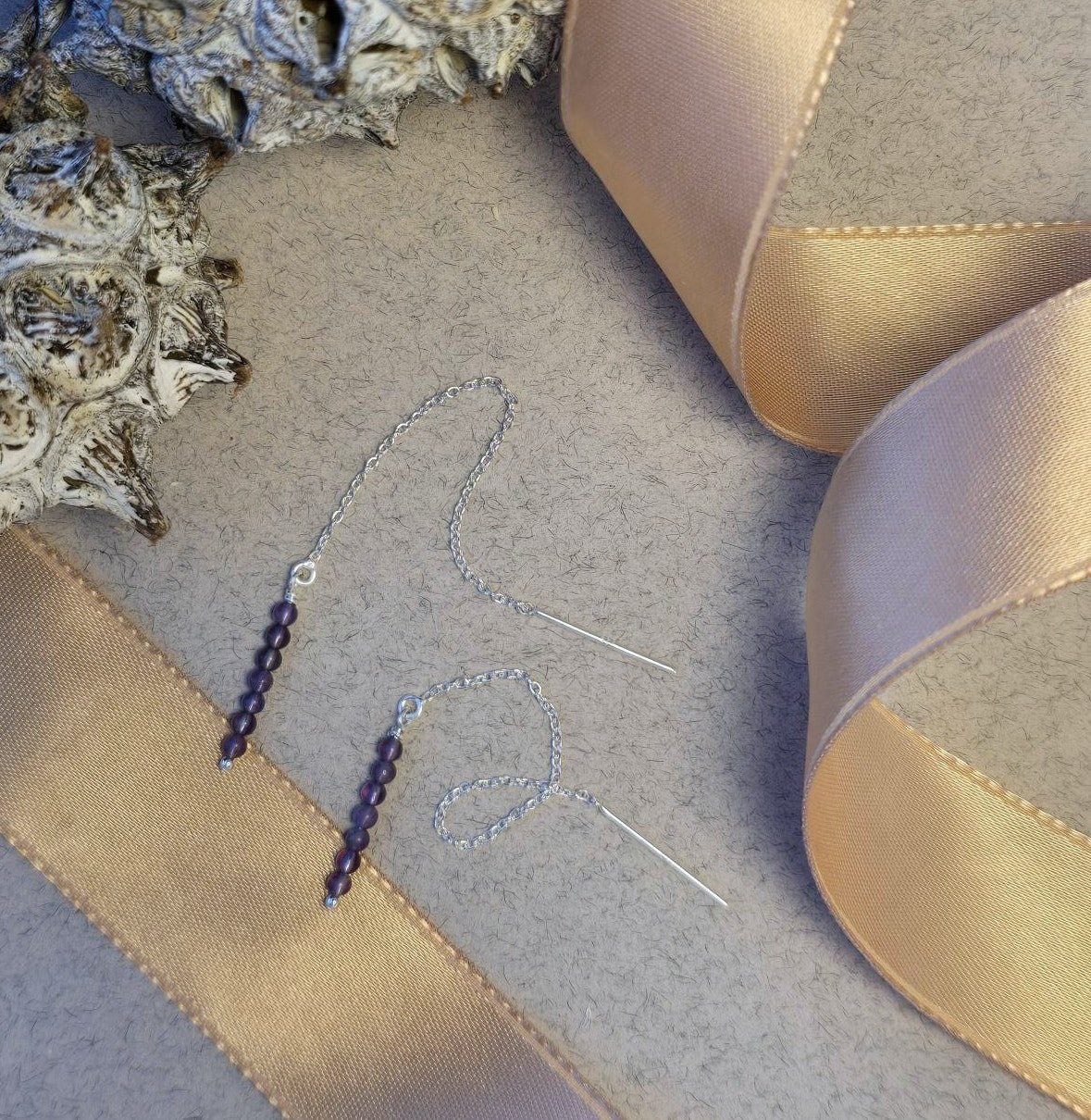 Amethyst Threader Earrings