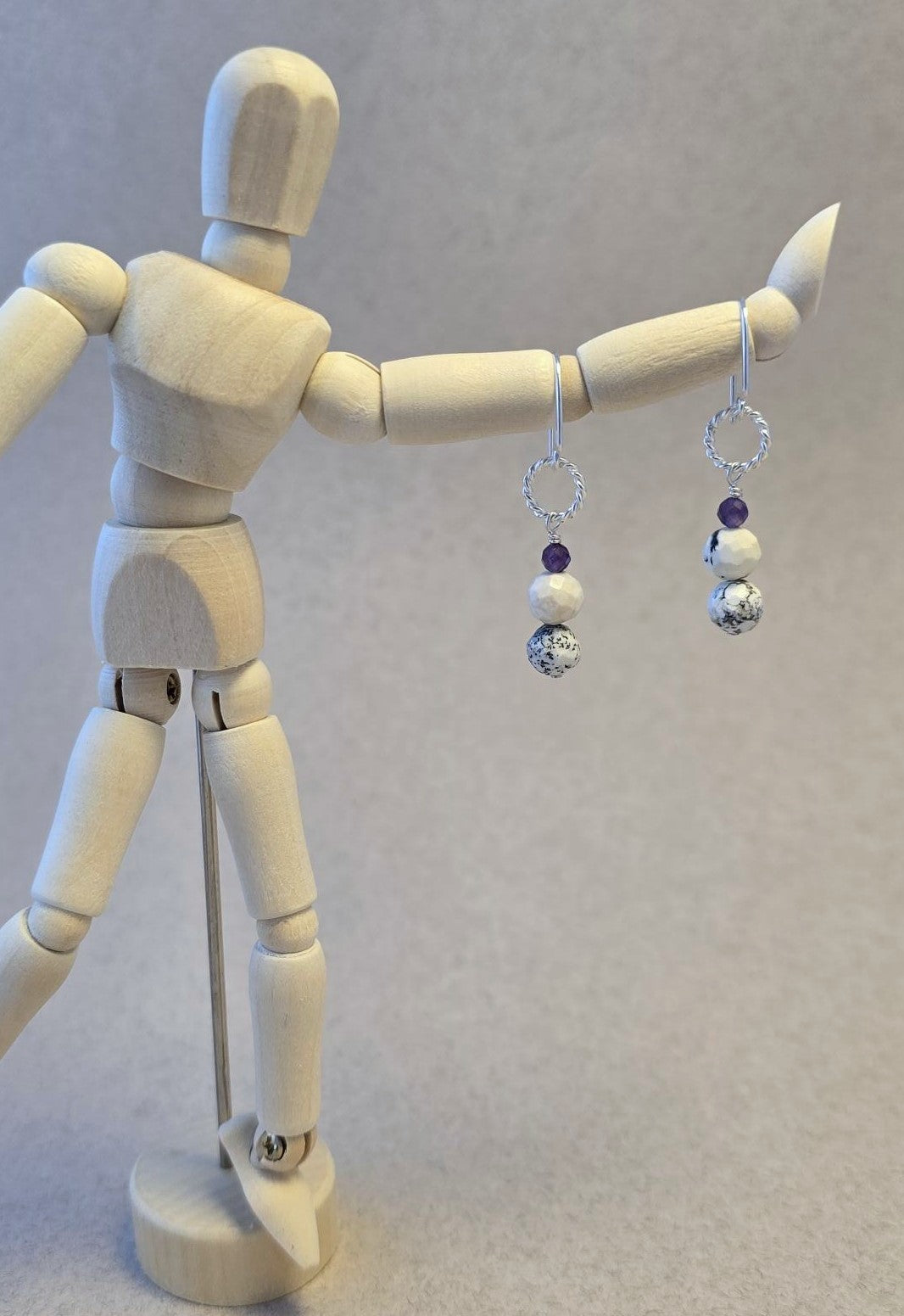 Dendrite Opal and Amethyst Earrings