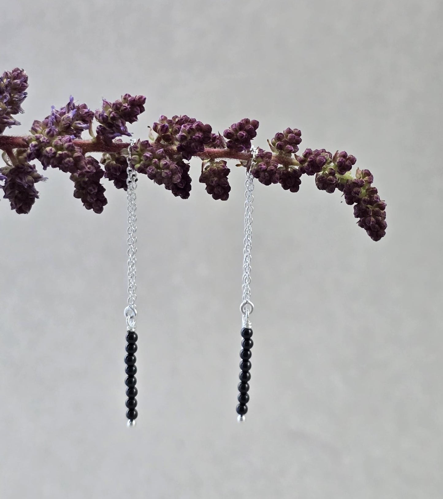Black Spinel Threader Earrings