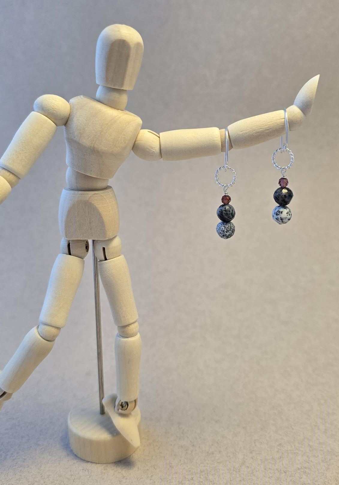 Dendrite Opal and Garnet Earrings