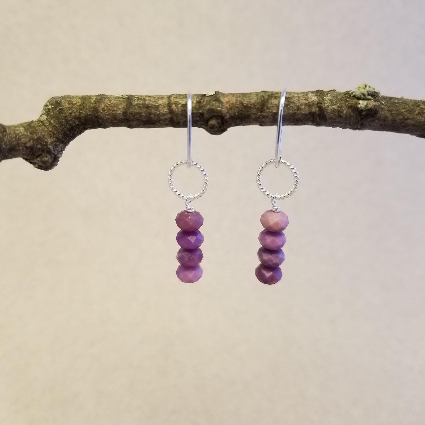 Lepidolite Twist Loop Earrings