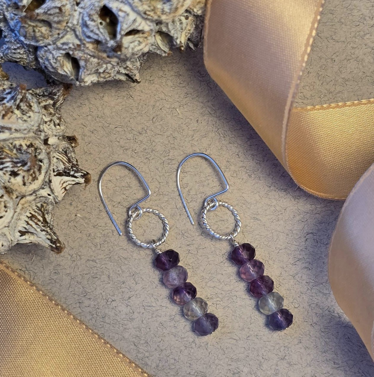 Fluorite Twist Loop Earrings