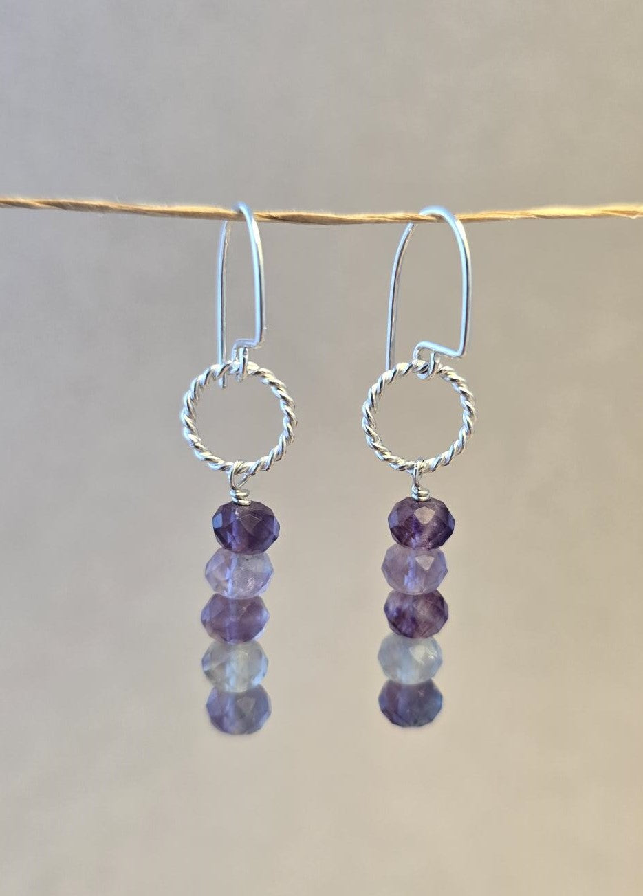 Fluorite Twist Loop Earrings