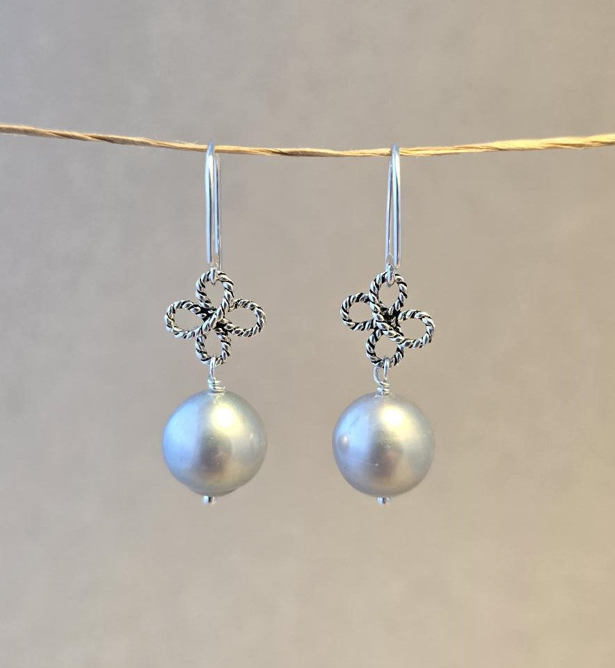 Freshwater Pearl Quatrefoil Earrings