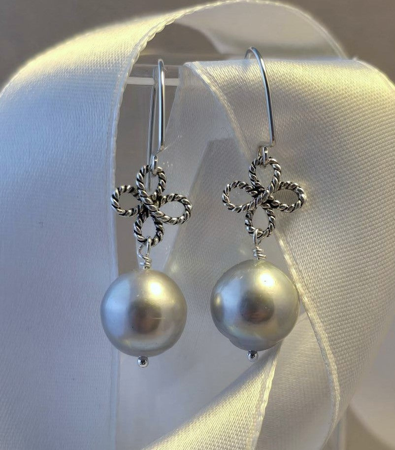 Freshwater Pearl Quatrefoil Earrings