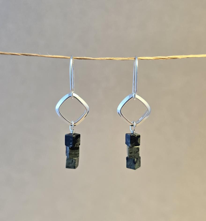 Kambaba Jasper Cushion Link Earrings