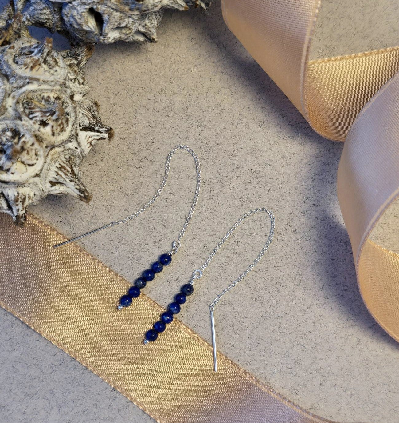 Lapis Lazuli Threader Earrings