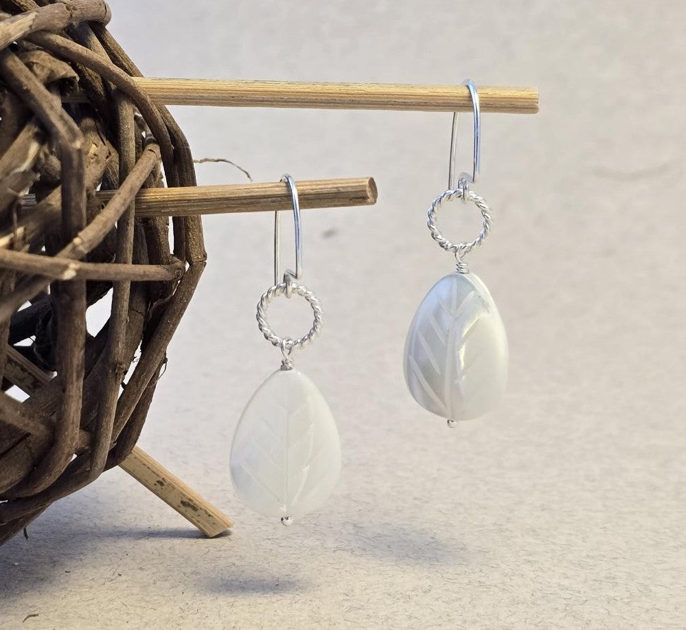 Mother of Pearl and Twist Loop Earrings