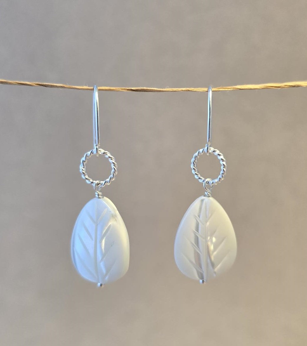 Mother of Pearl and Twist Loop Earrings