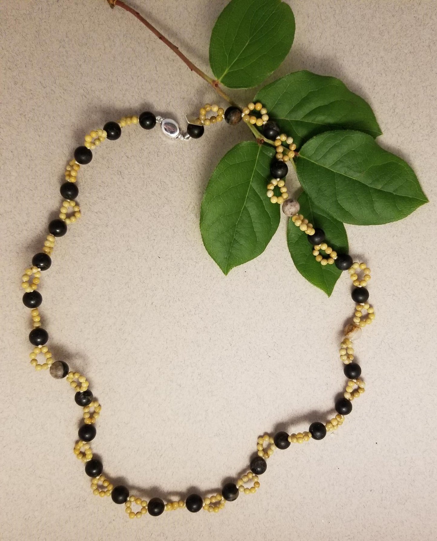 Black Tourmaline & Yellow Jasper Necklace