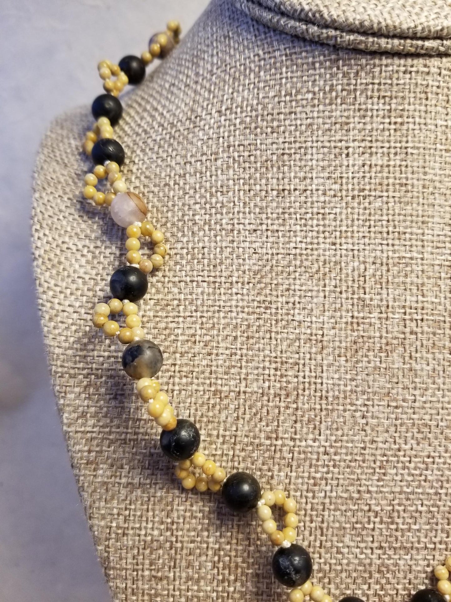 Black Tourmaline & Yellow Jasper Necklace