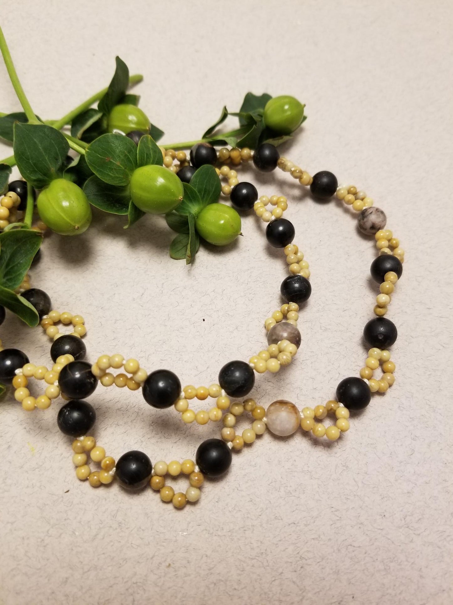 Black Tourmaline & Yellow Jasper Necklace