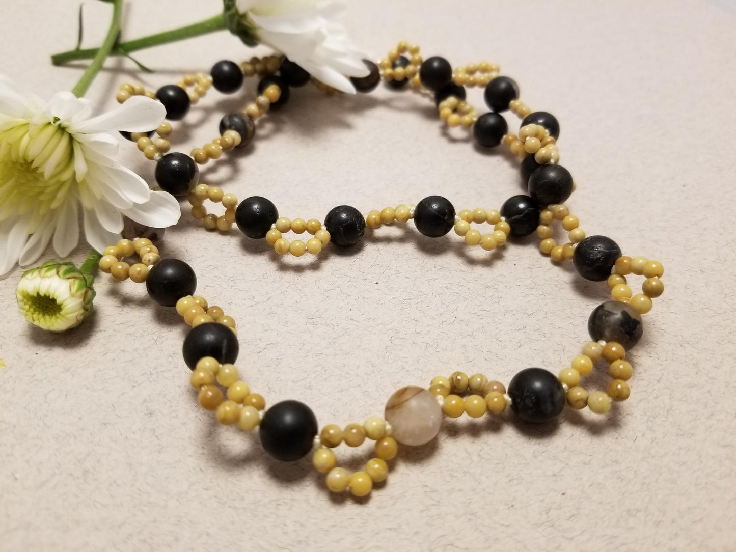 Black Tourmaline & Yellow Jasper Necklace