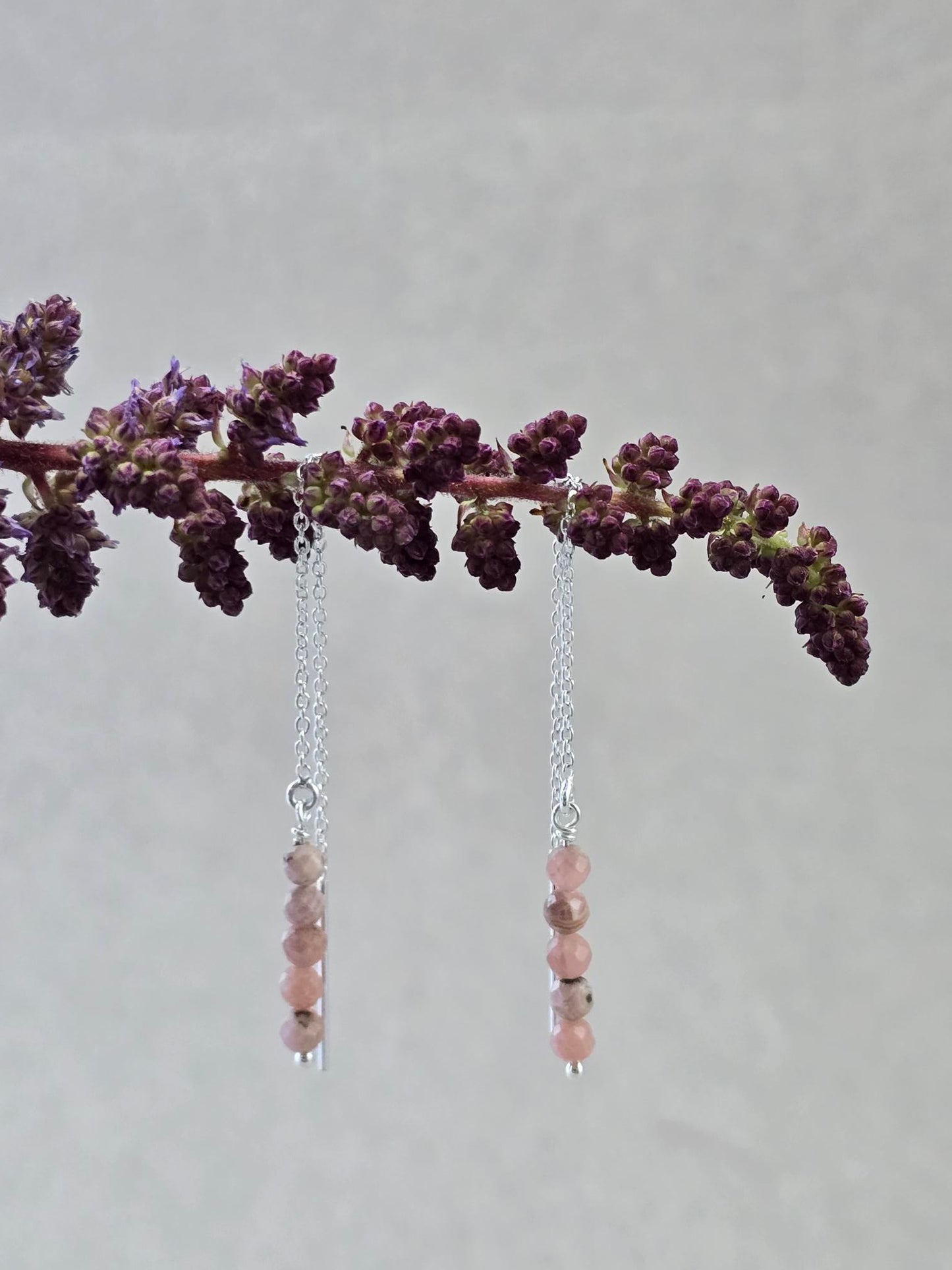 Rhodochrosite Threader Earrings