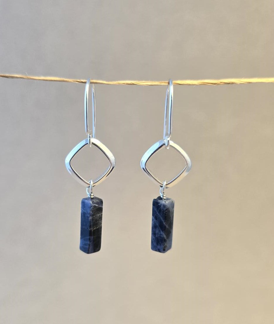 Sodalite Cushion Link Earrings