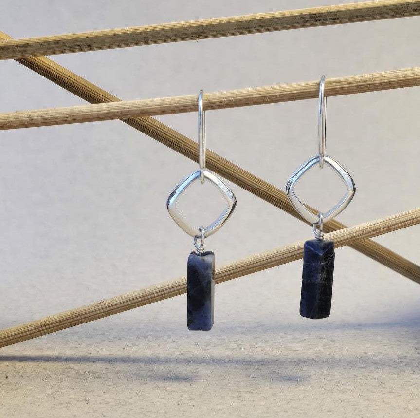Sodalite Cushion Link Earrings
