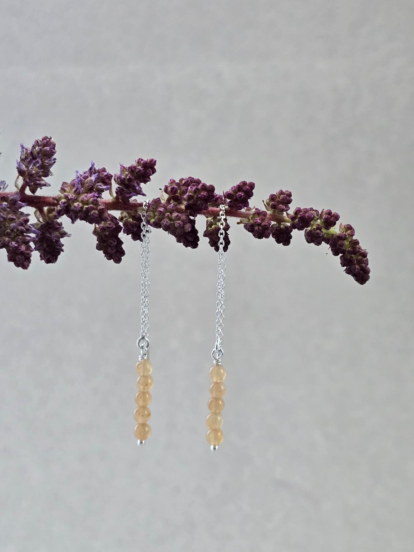 Yellow Jade Threader Earrings