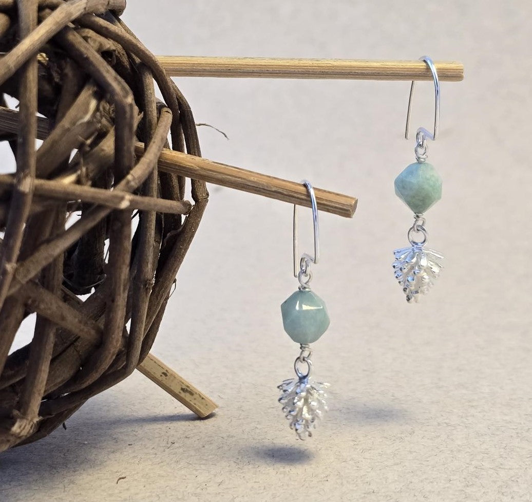 Amazonite Pine Cone Earrings