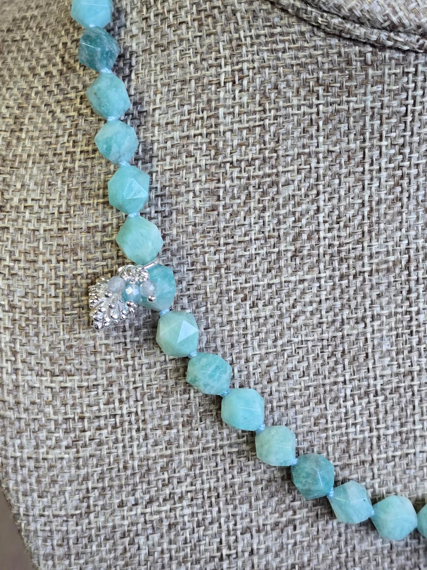 Amazonite, Labradorite, and Blue Topaz Pinecone Necklace