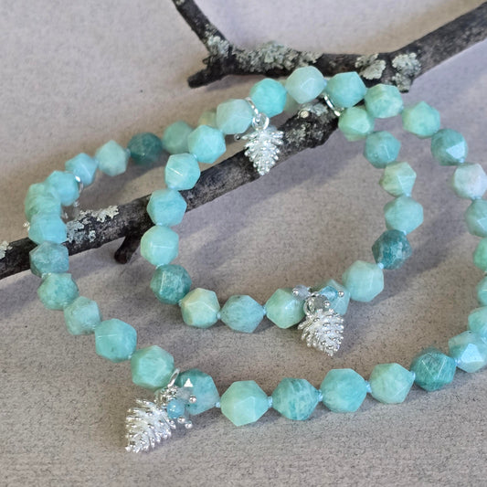 Amazonite, Labradorite, and Blue Topaz Pinecone Necklace