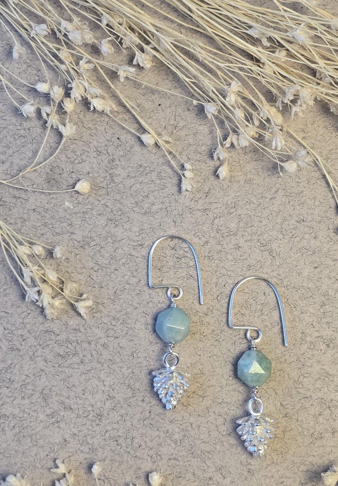 Amazonite Pine Cone Earrings