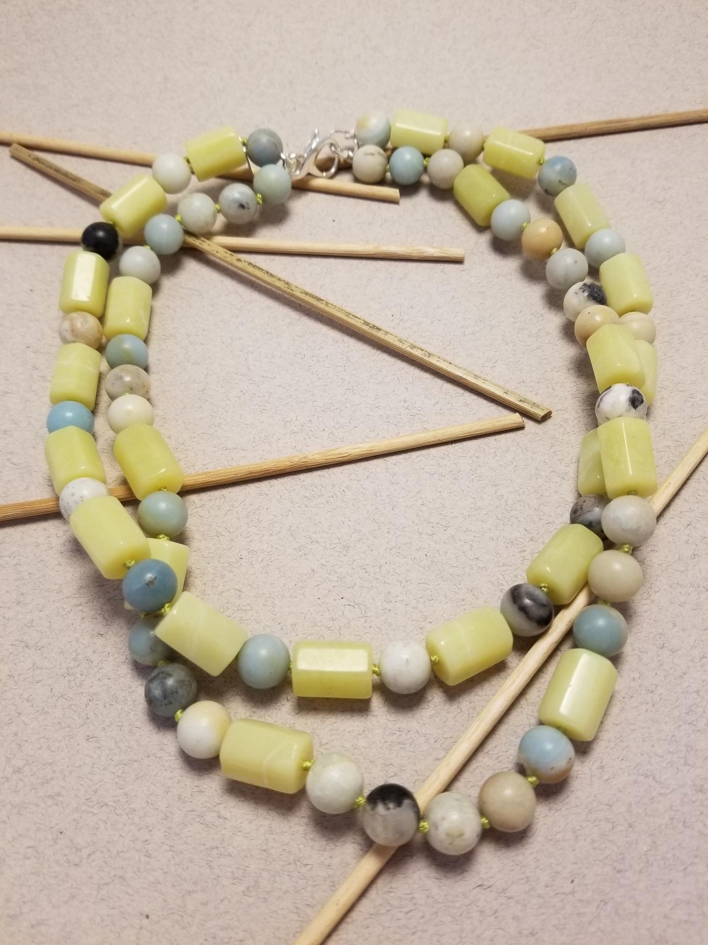 Amazonite and Lemon Jade Necklace