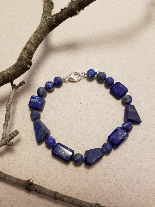 Angular Cut Lapis Lazuli Bracelet