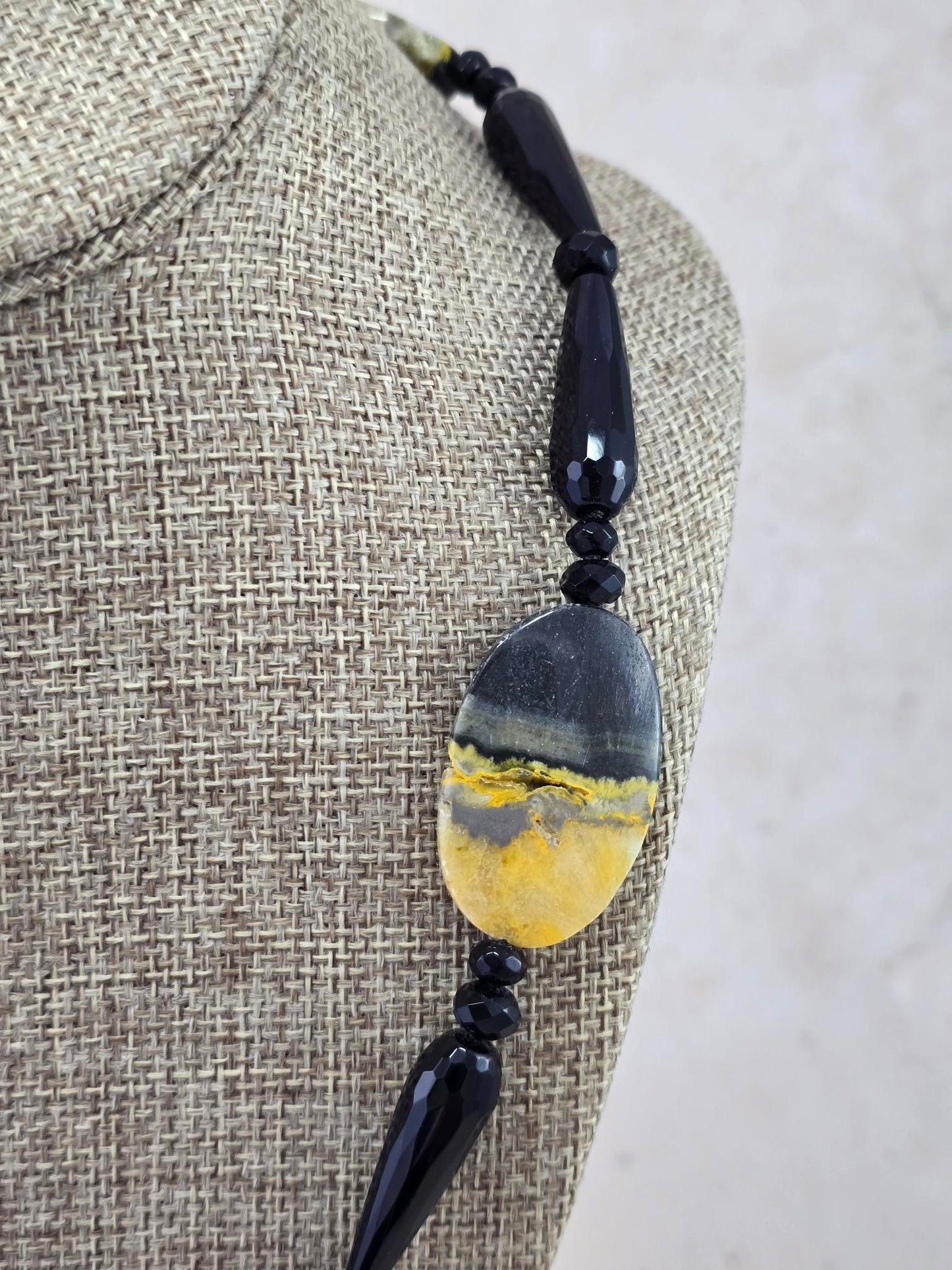 Bumblebee Jasper and Black Onyx Necklace