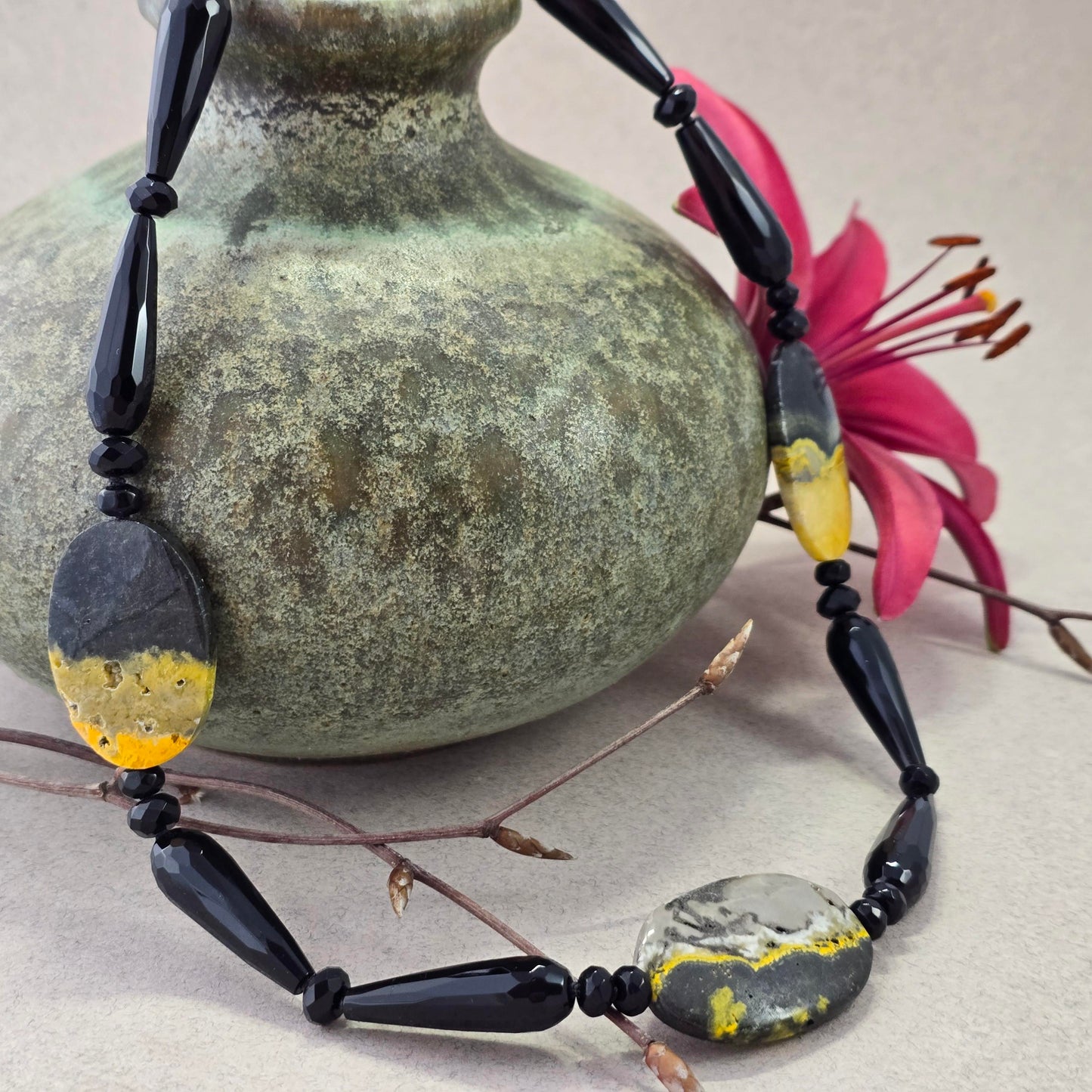 Bumblebee Jasper and Black Onyx Necklace