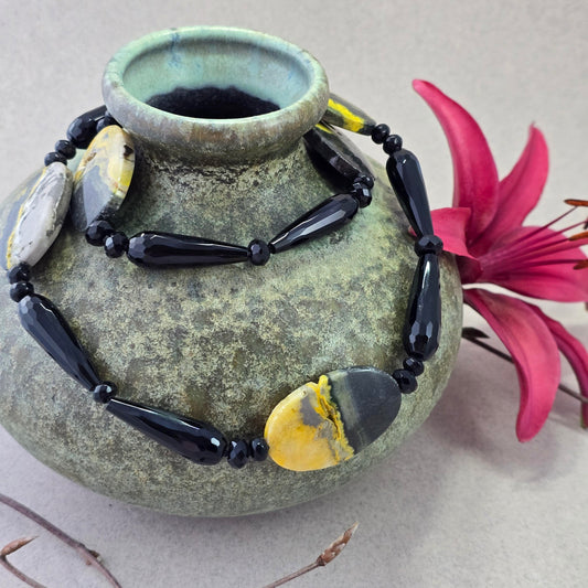 Bumblebee Jasper and Black Onyx Necklace