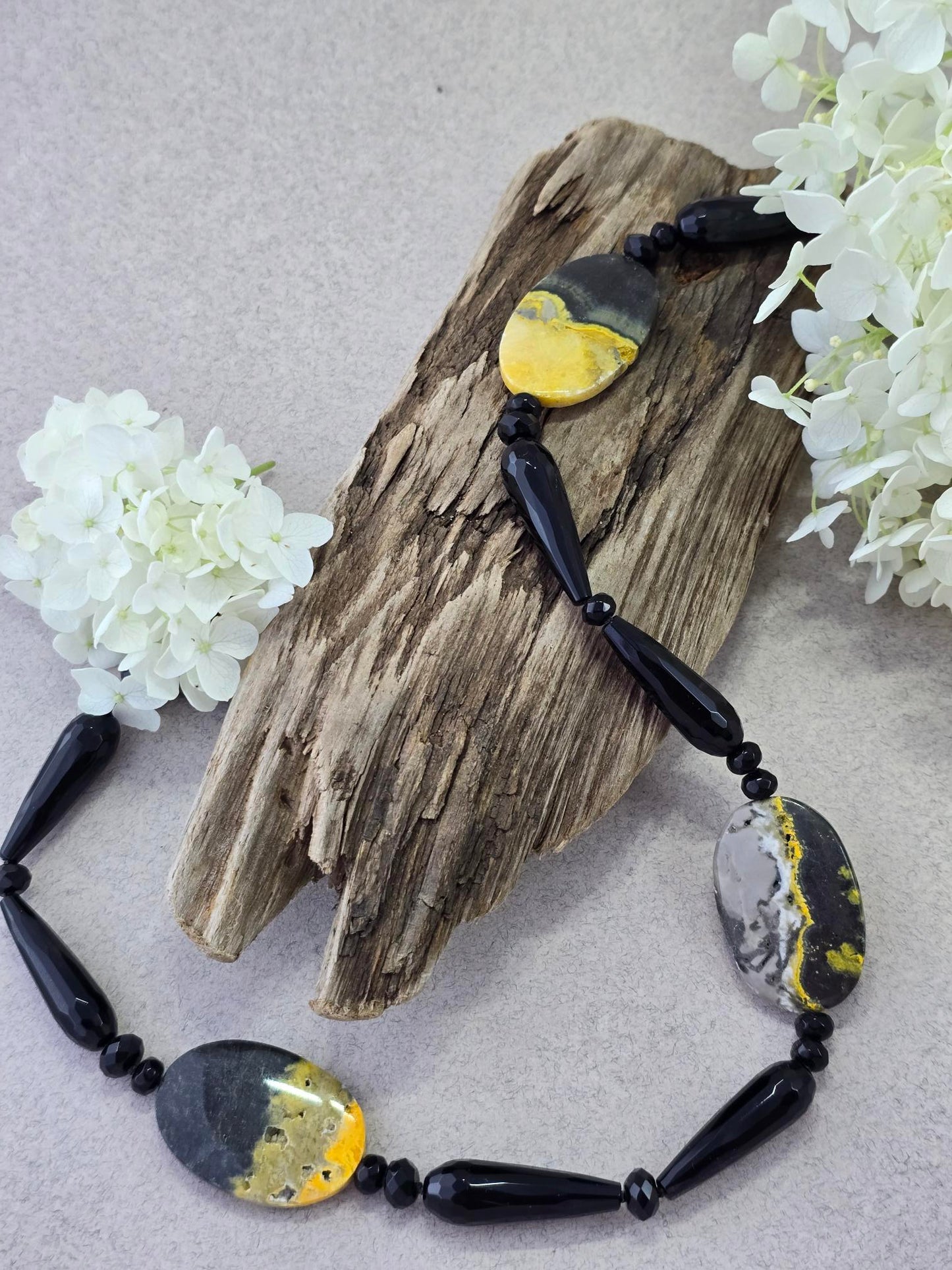 Bumblebee Jasper and Black Onyx Necklace