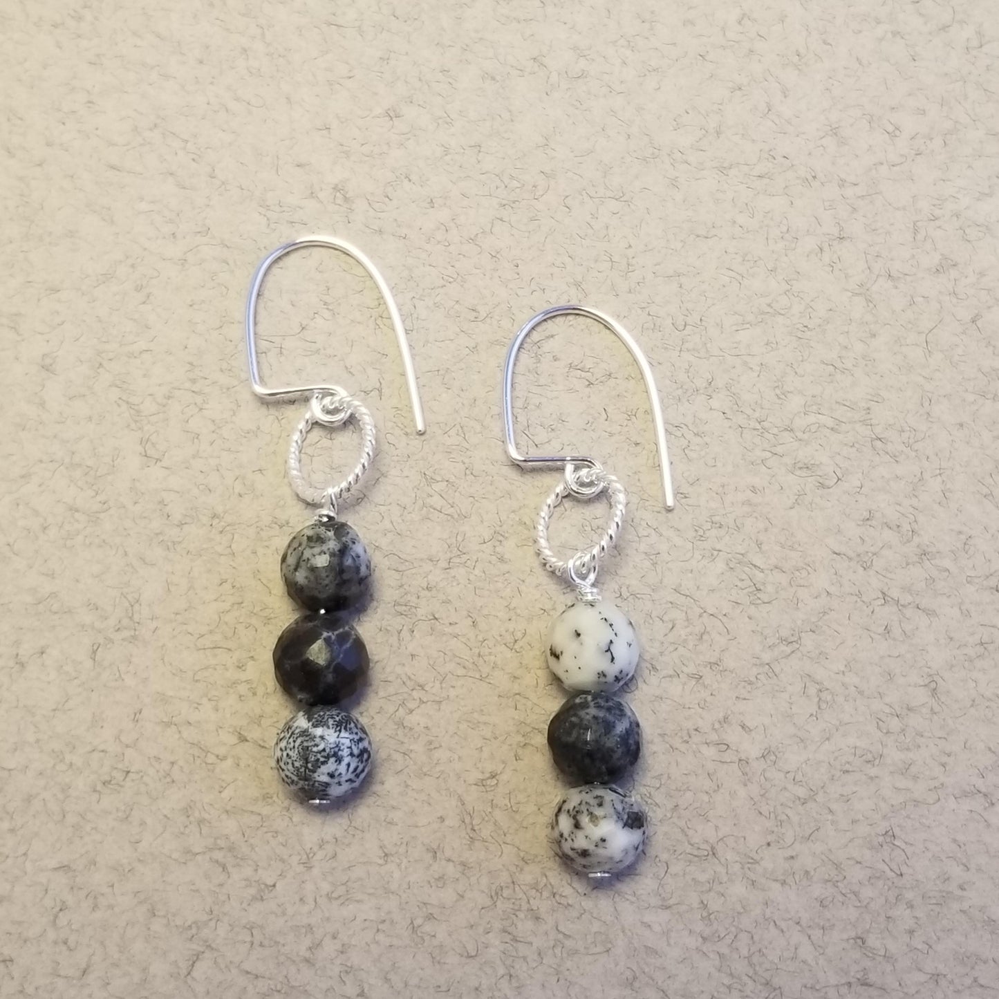 Dendrite Opal Twist Loop Earrings