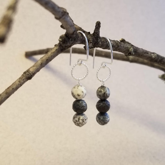 Dendrite Opal Twist Loop Earrings