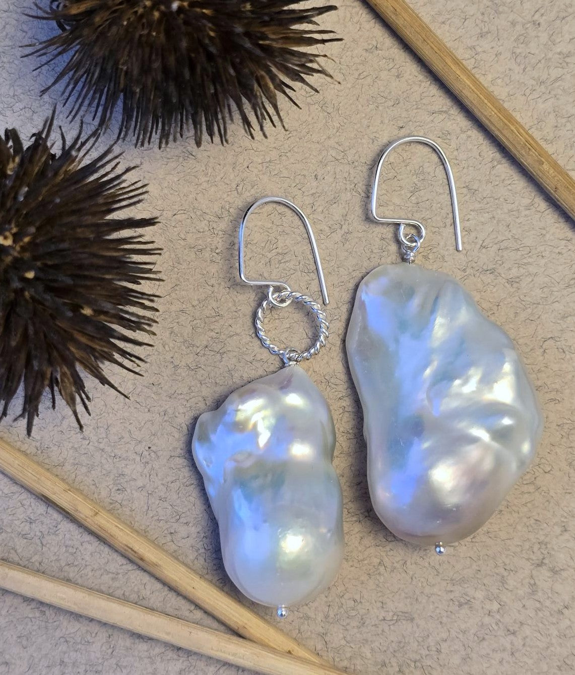 ONE OF A KIND Asymmetrical Freshwater Pearl Earrings