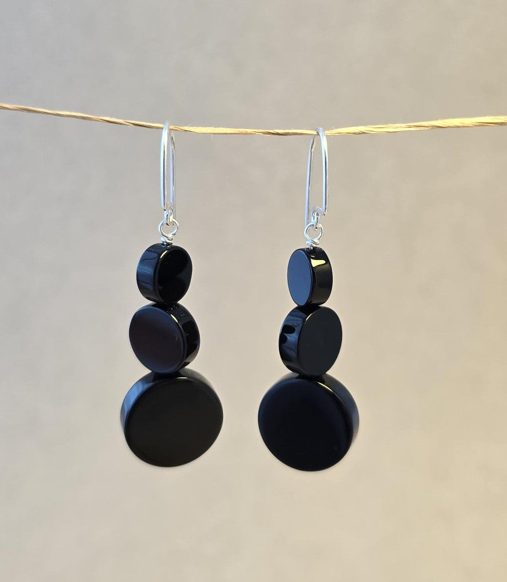 In Circles Black Onyx Earrings