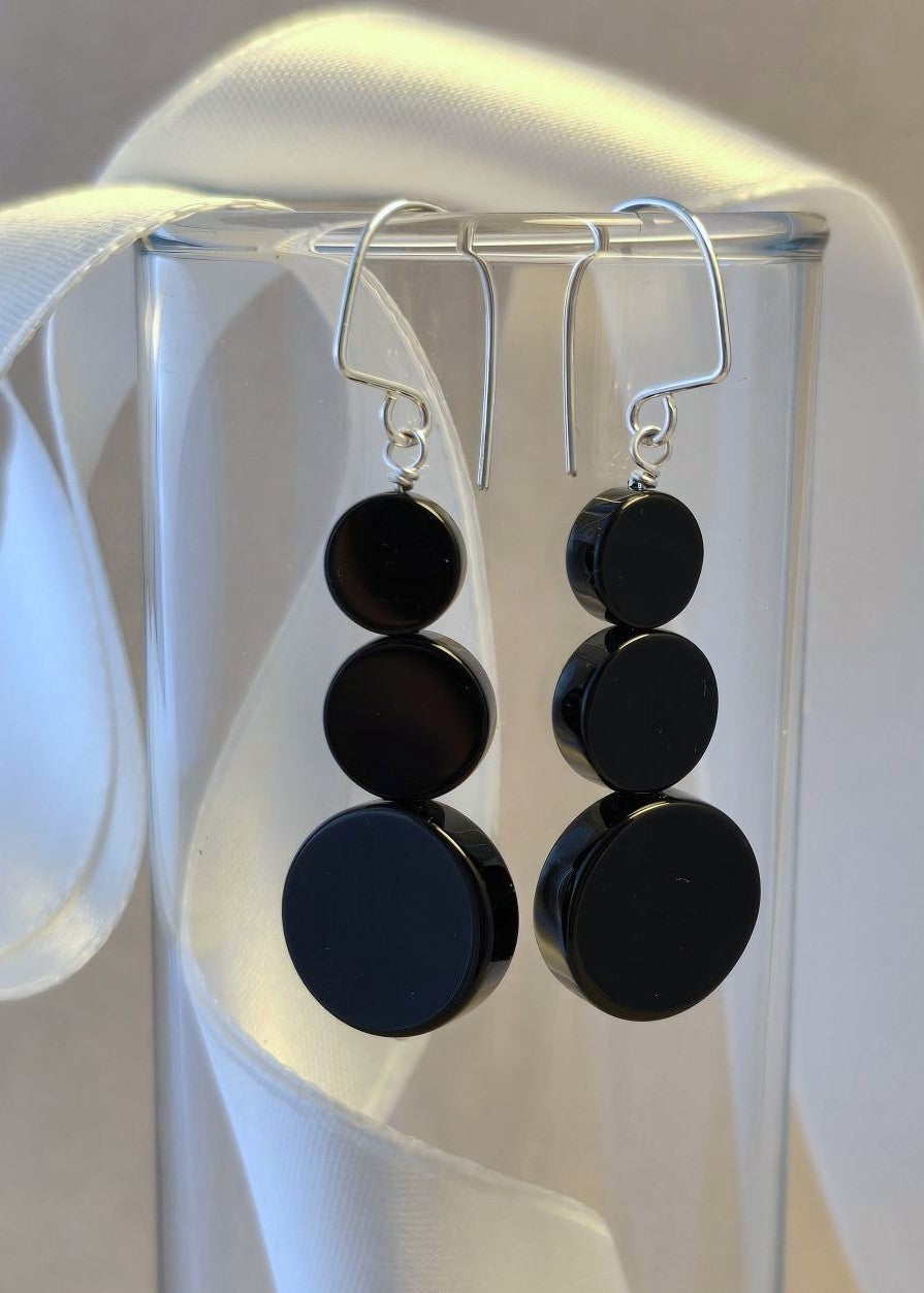 In Circles Black Onyx Earrings