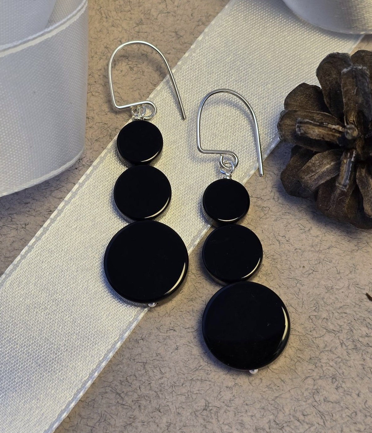 In Circles Black Onyx Earrings