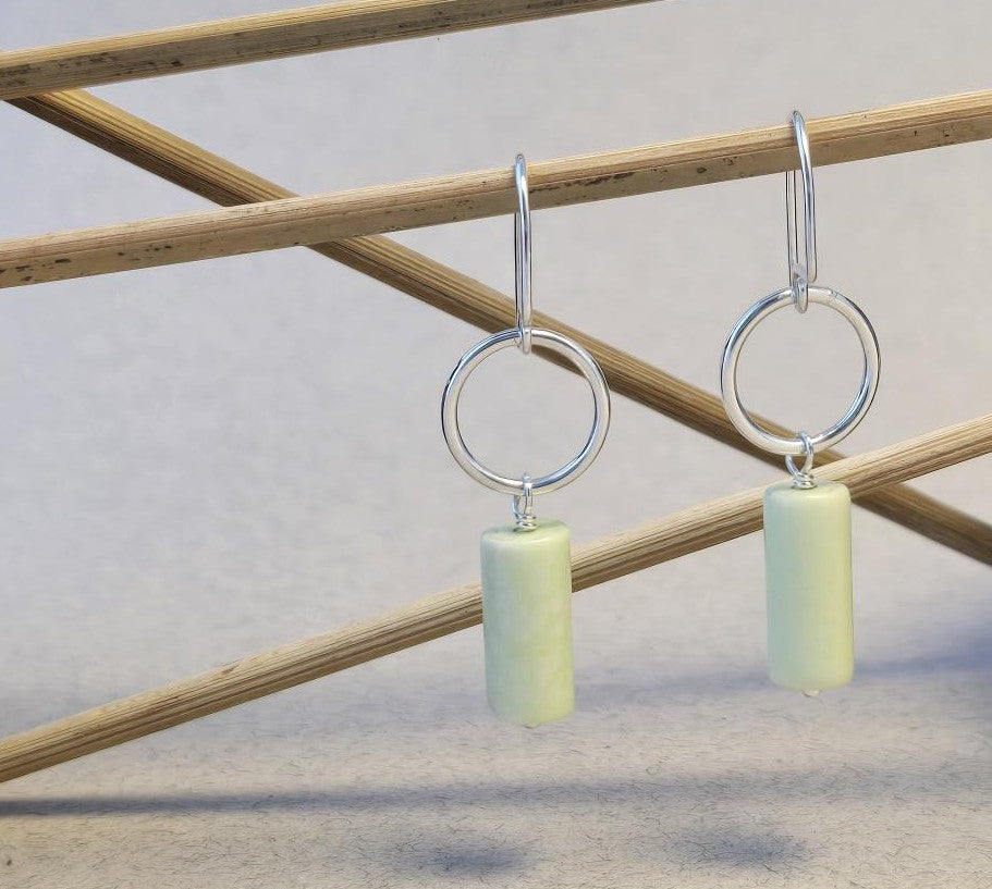 Lemon Chrysoprase Loop Earrings