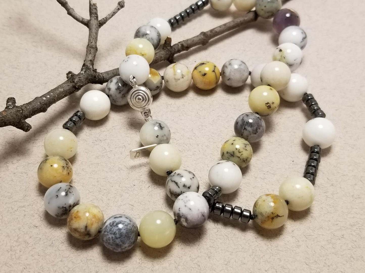 Dendrite Opal and Hematite Necklace