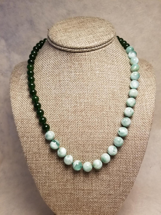 Green Angelite and Green Jade Necklace