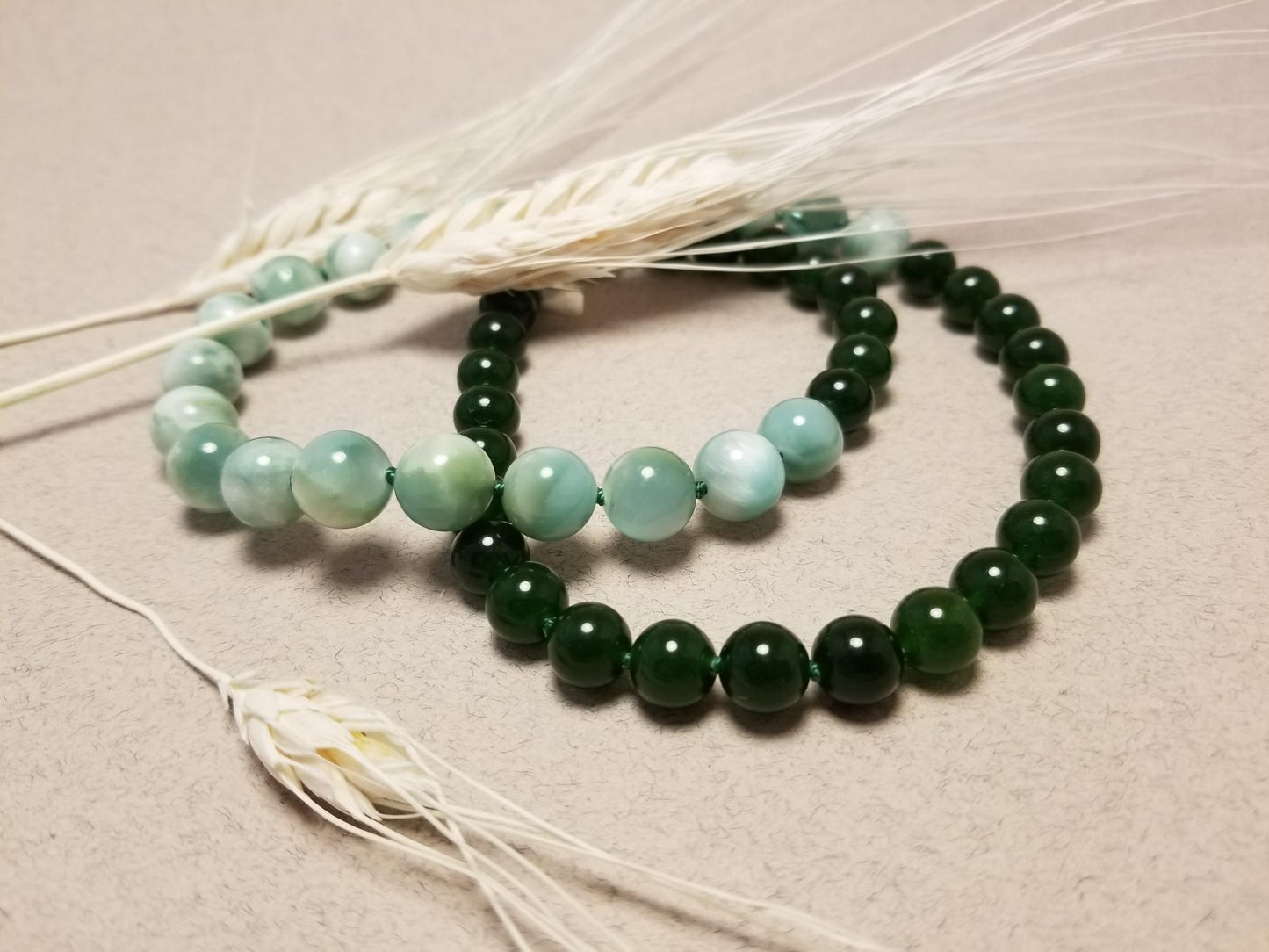 Green Angelite and Green Jade Necklace