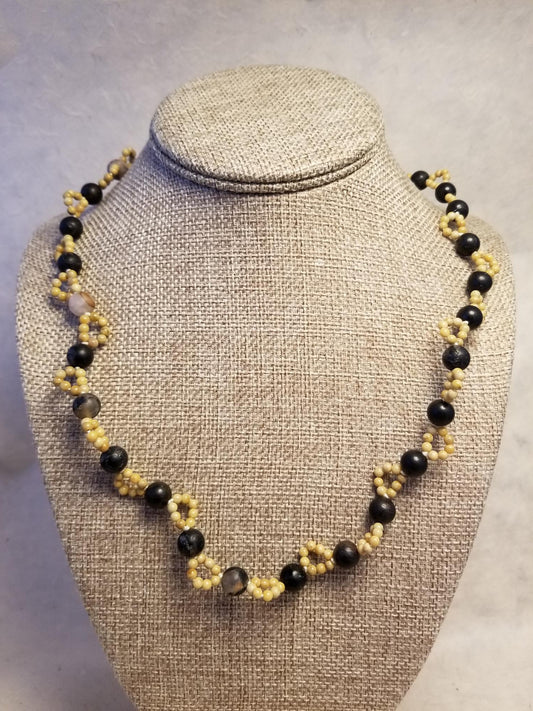 Black Tourmaline & Yellow Jasper Necklace