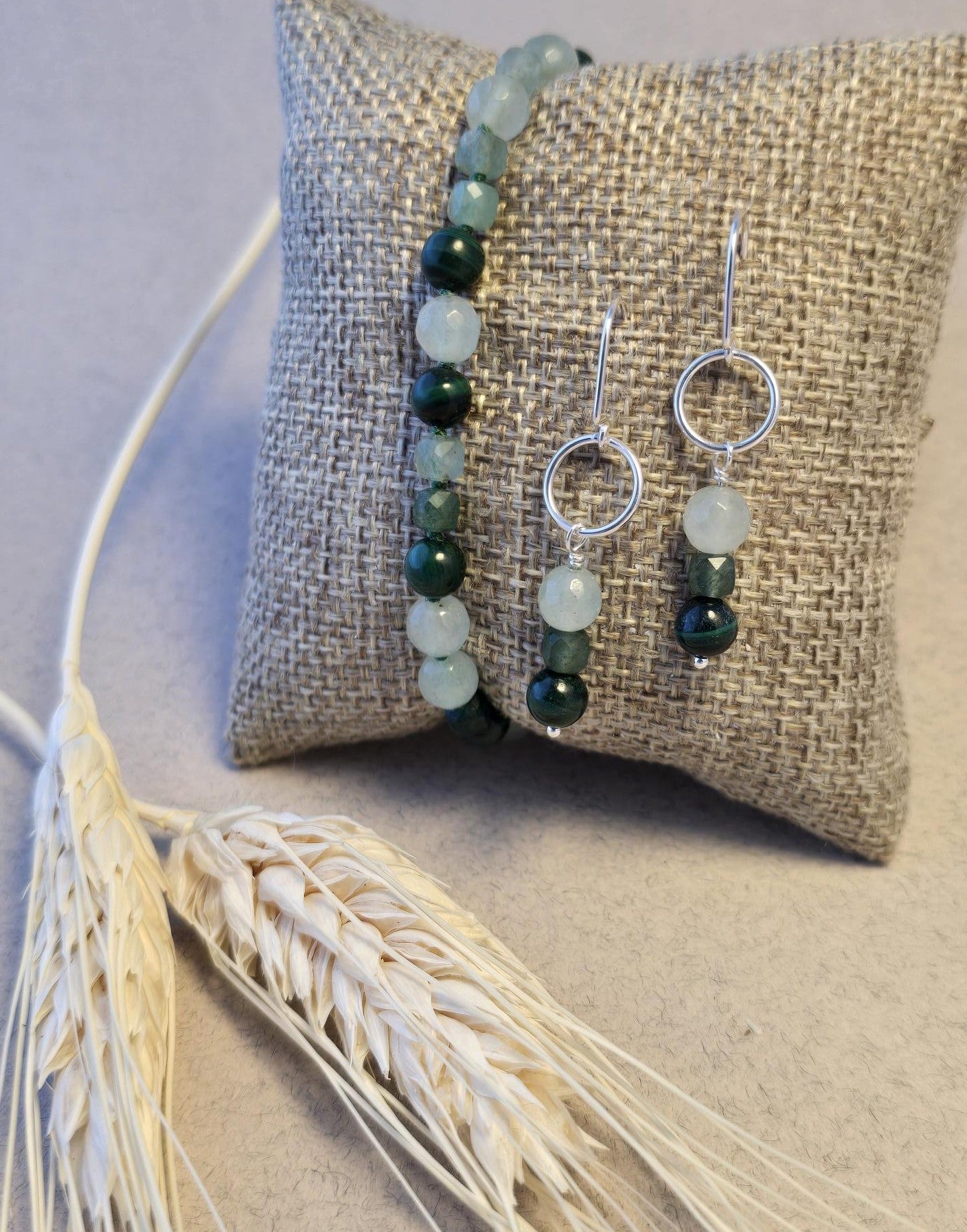 Sown Earrings in Green