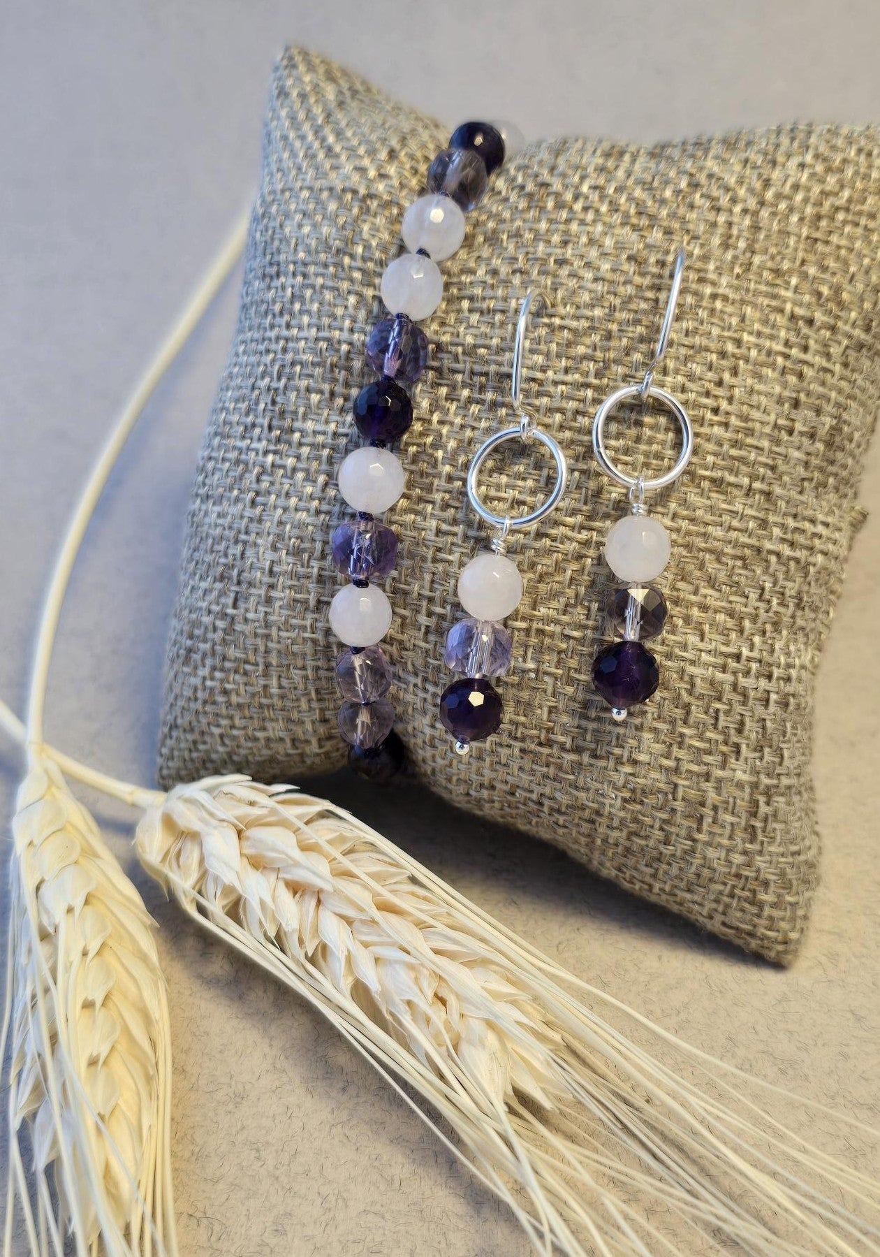 Sown Earrings in Purple