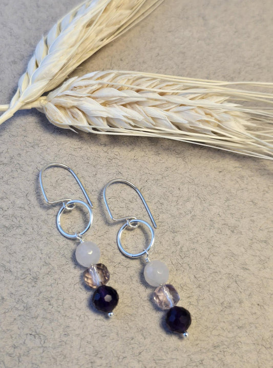 Sown Earrings in Purple