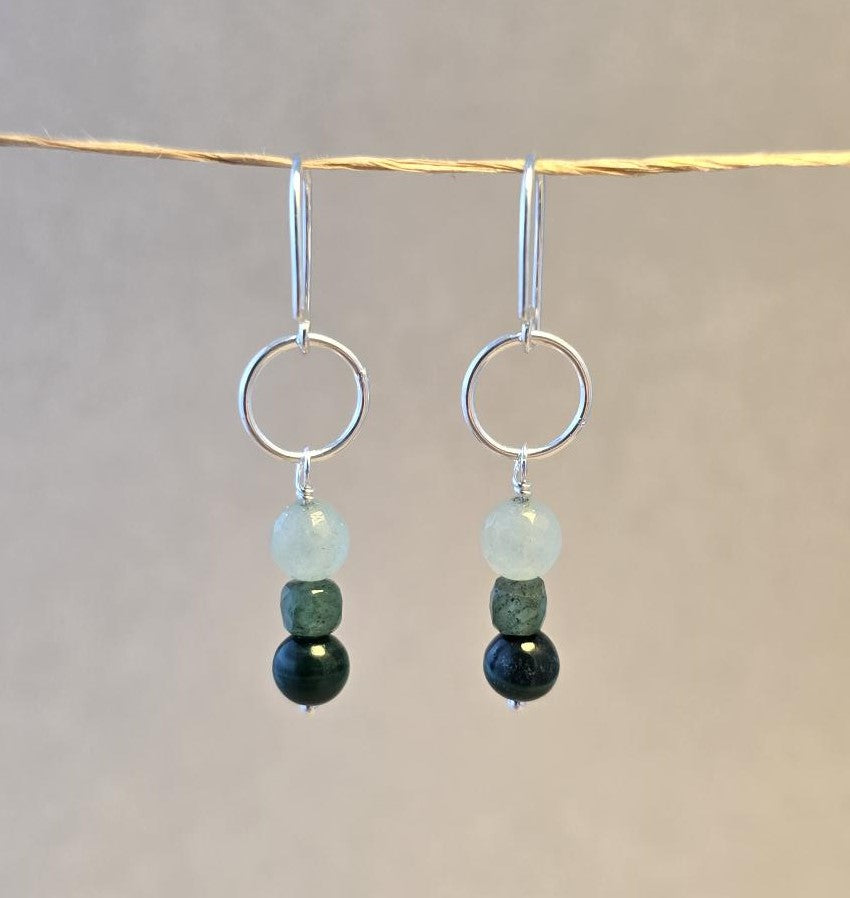 Sown Earrings in Green