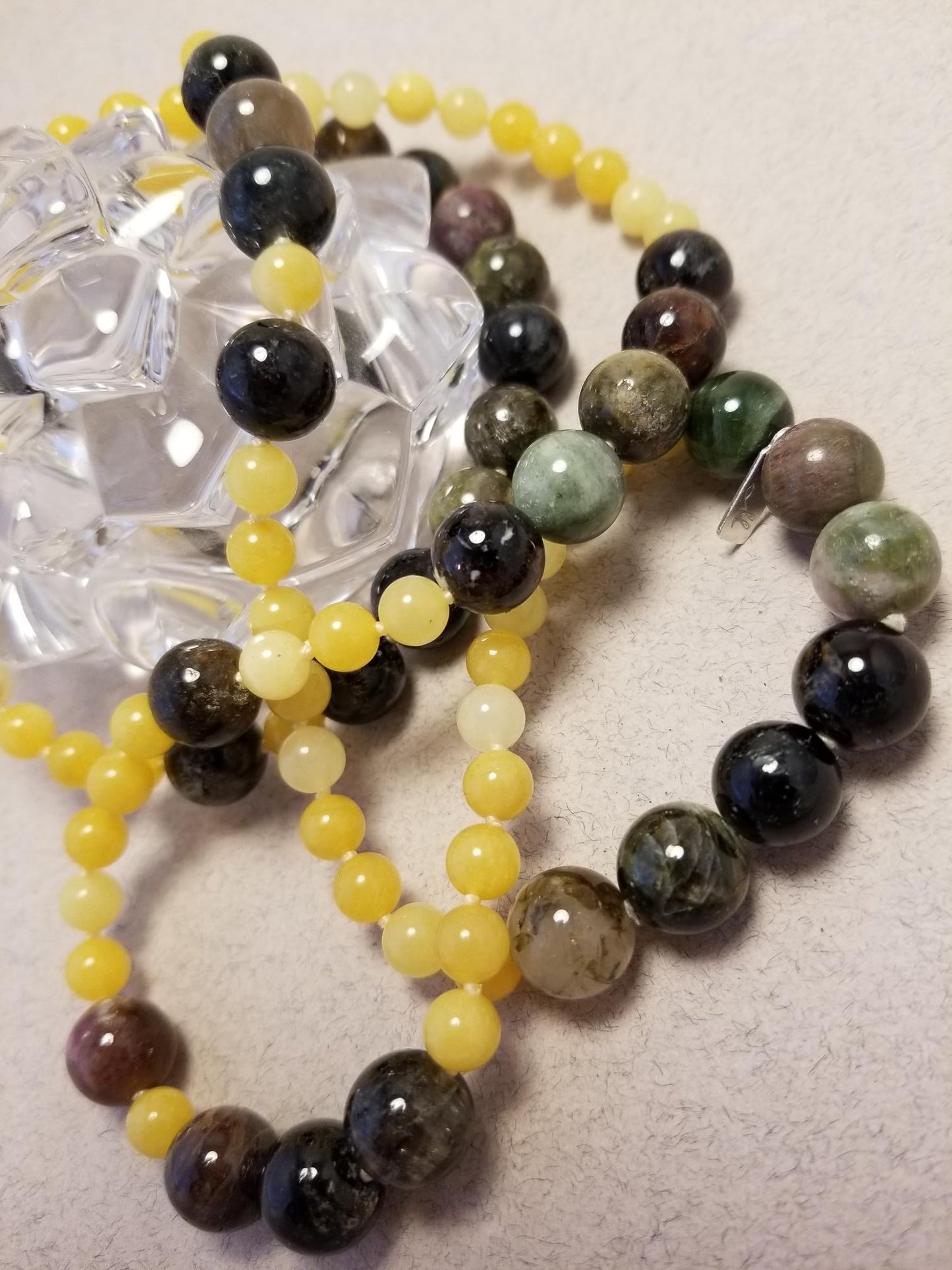 Tourmaline and Yellow Jade Necklace