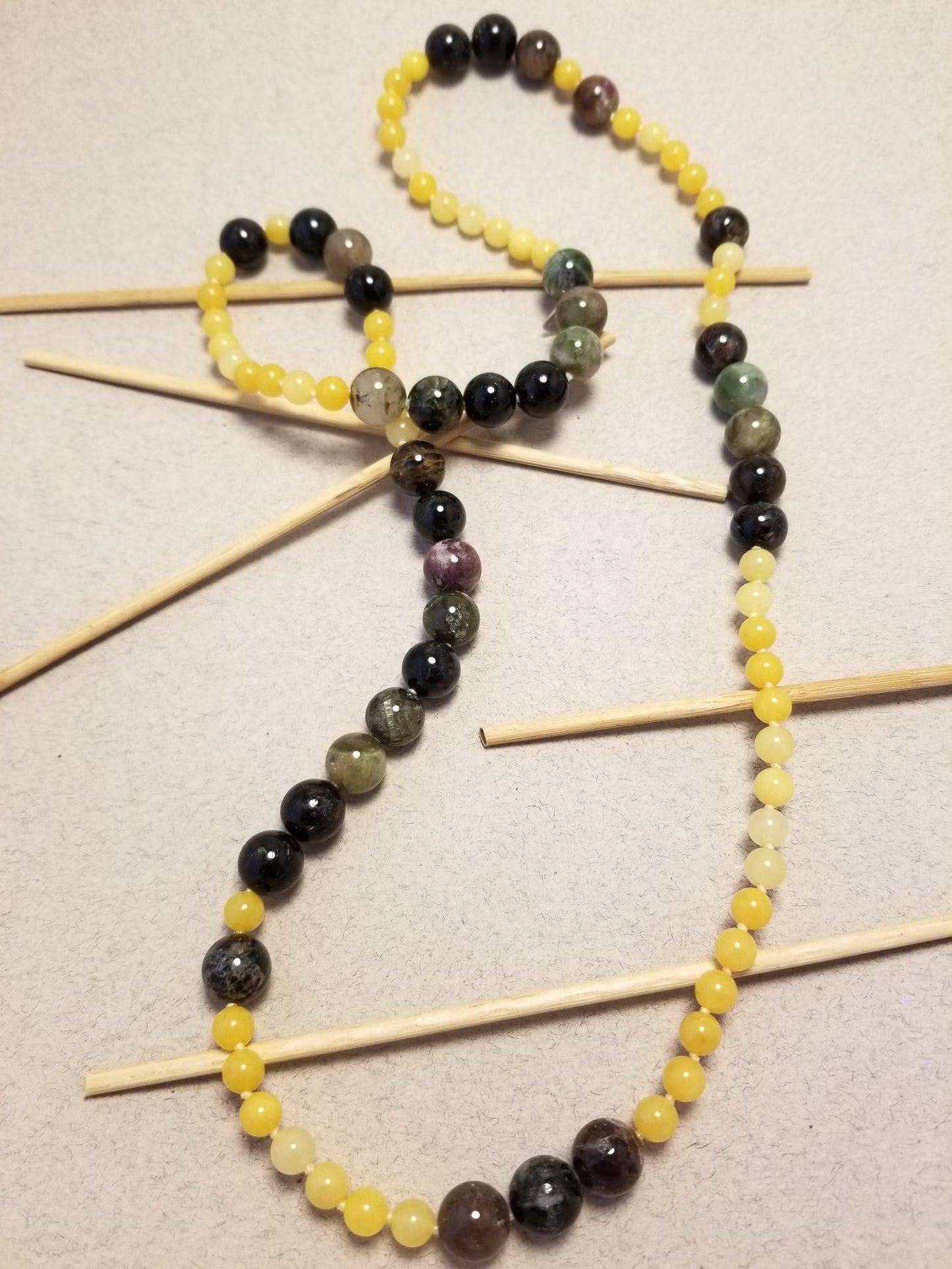 Tourmaline and Yellow Jade Necklace