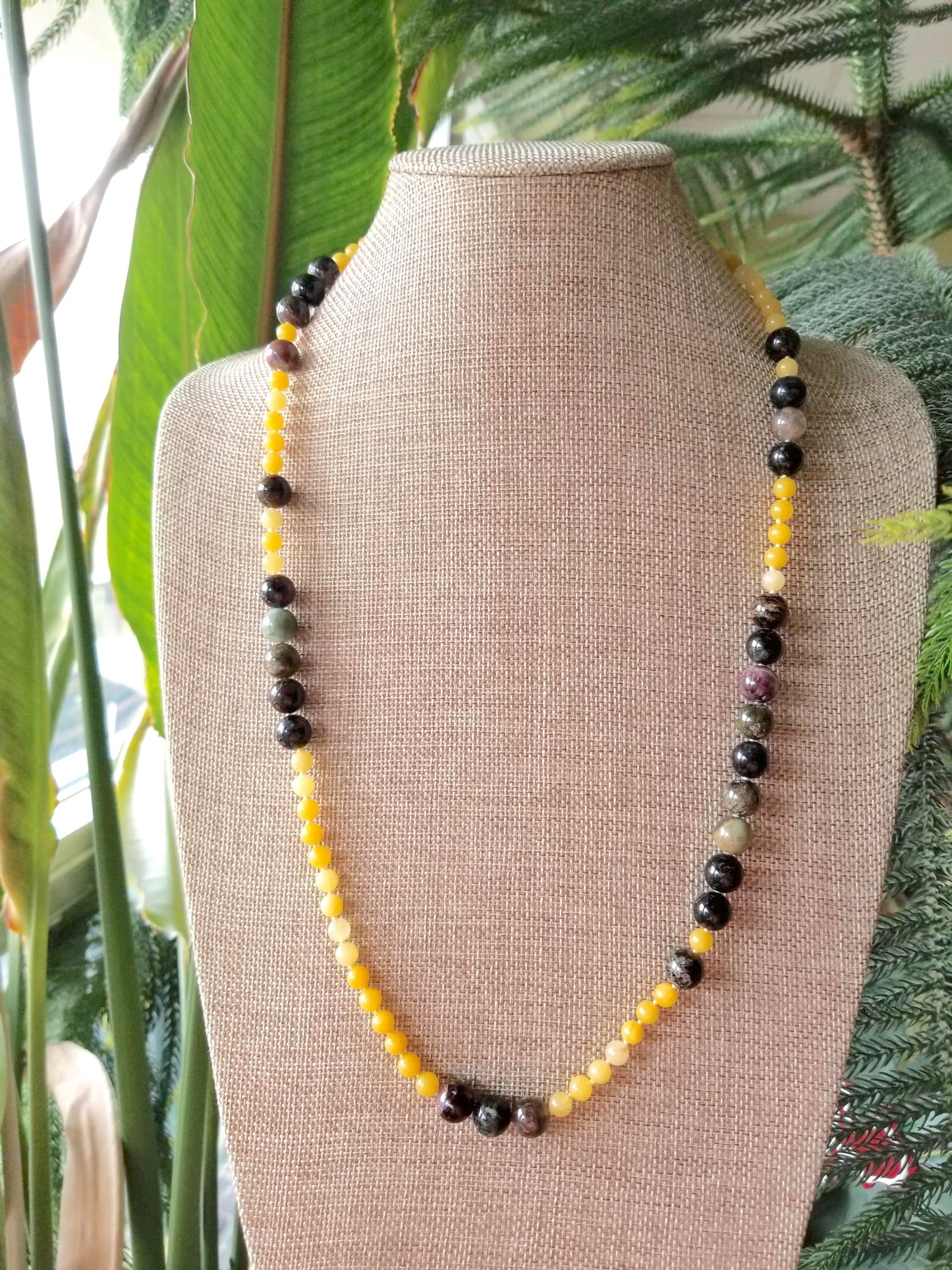 Tourmaline and Yellow Jade Necklace