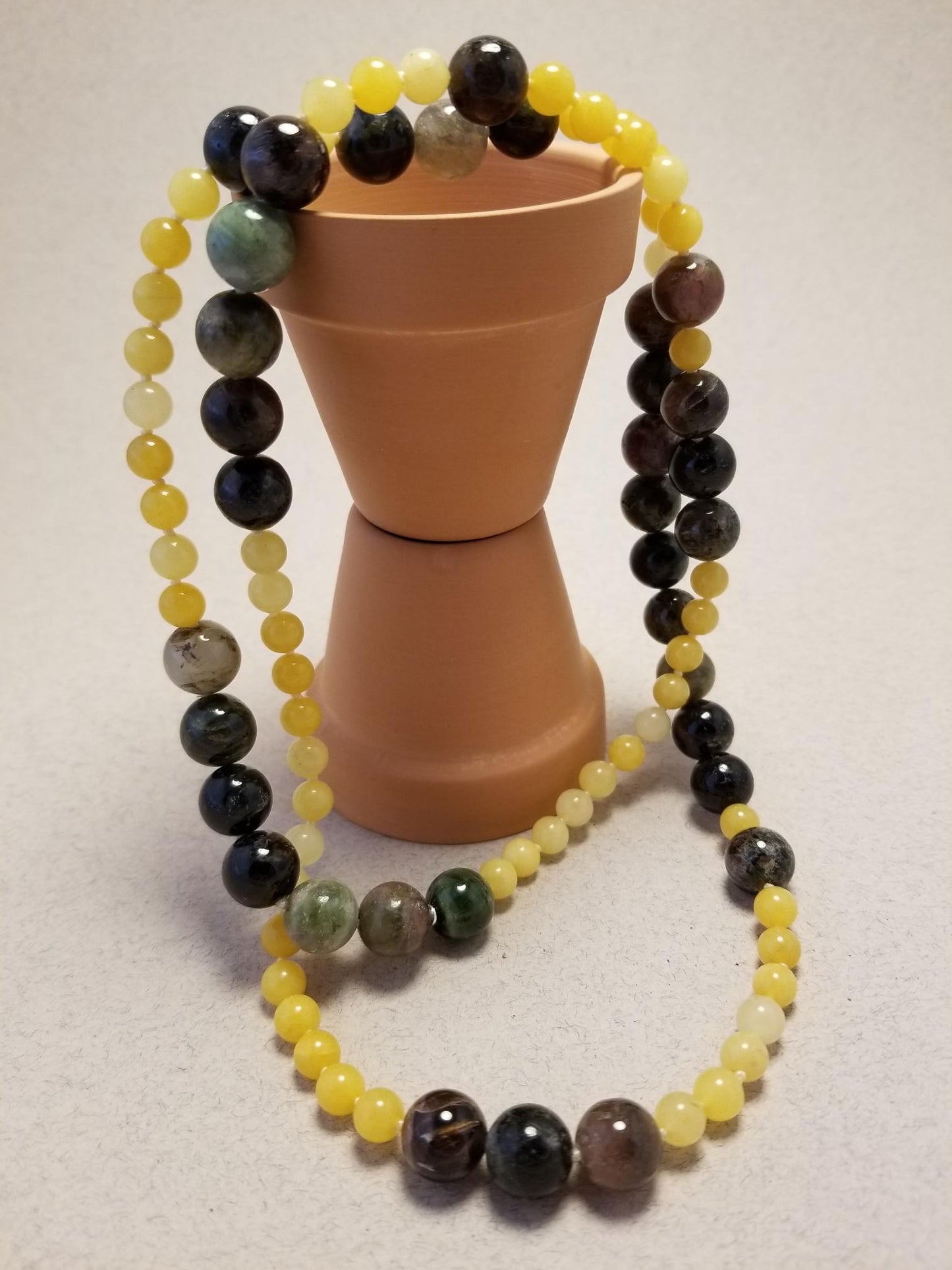 Tourmaline and Yellow Jade Necklace